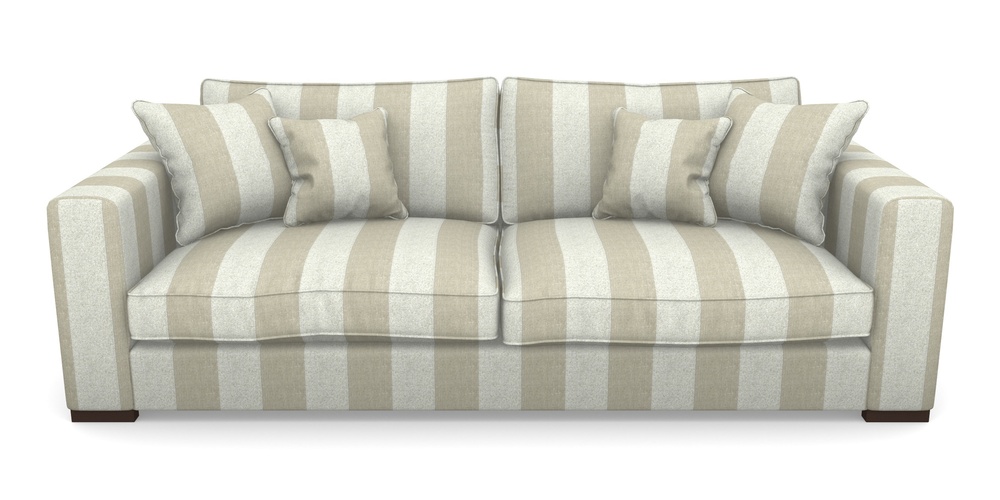 Product photograph of Stourhead 4 Seater Sofa In Dovedale Linen Stripe - Chalk from Sofas and Stuff Limited