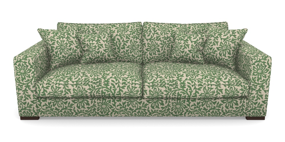 Product photograph of Stourhead 4 Seater Sofa In V A Brompton Collection - Floral Scroll - Basil from Sofas and Stuff Limited