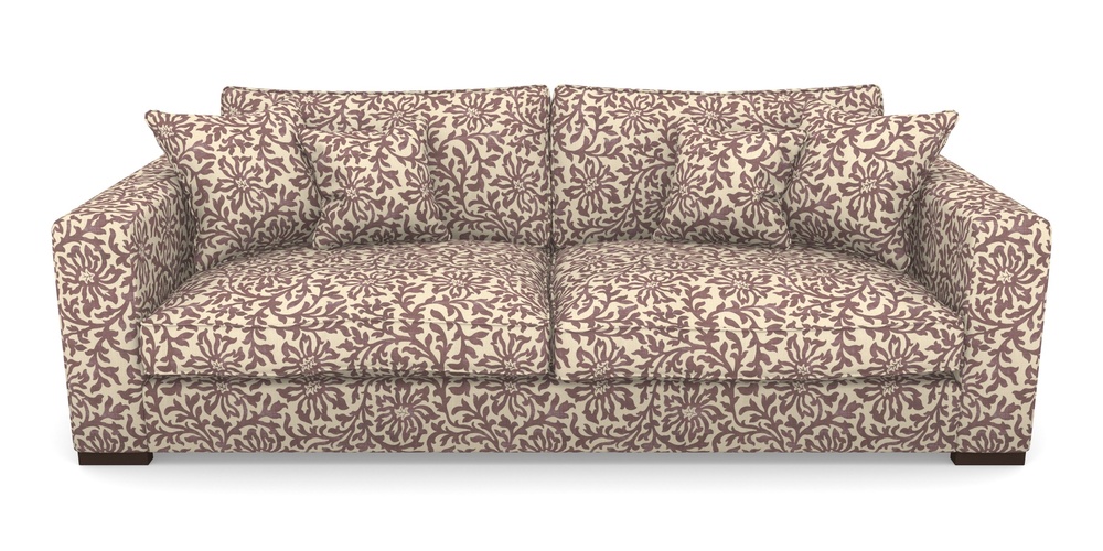 Product photograph of Stourhead 4 Seater Sofa In V A Brompton Collection - Floral Scroll - Cacao from Sofas and Stuff Limited