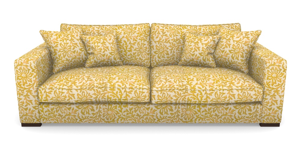 Product photograph of Stourhead 4 Seater Sofa In V A Brompton Collection - Floral Scroll - Corn from Sofas and Stuff Limited