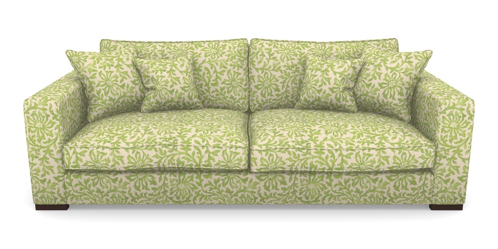 Product photograph of Stourhead 4 Seater Sofa In V A Brompton Collection - Floral Scroll - Lime from Sofas and Stuff Limited