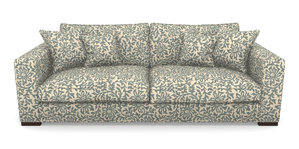 Product photograph of Stourhead 4 Seater Sofa In V A Brompton Collection - Floral Scroll - Pebble from Sofas and Stuff Limited