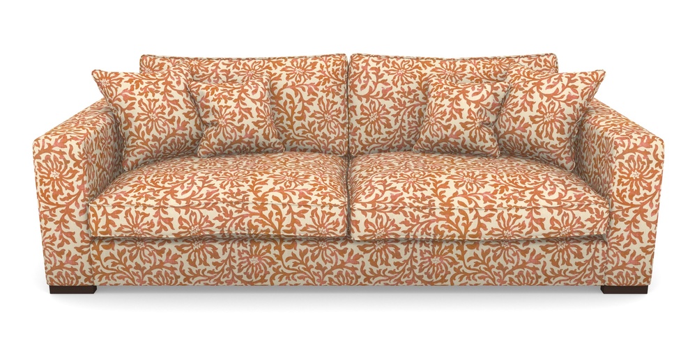 Product photograph of Stourhead 4 Seater Sofa In V A Brompton Collection - Floral Scroll - Terracotta from Sofas and Stuff Limited