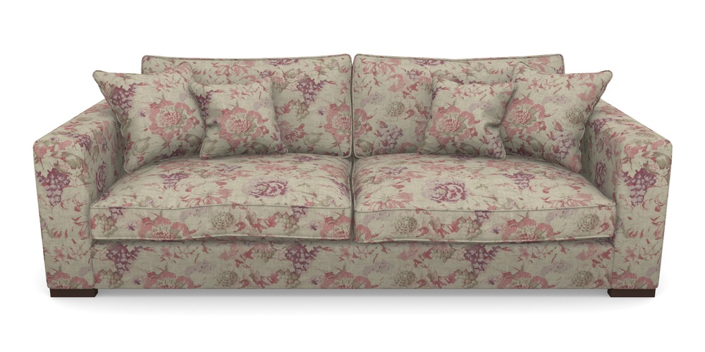 Product photograph of Stourhead 4 Seater Sofa In Floral Linen - Faith Rose Quartz from Sofas and Stuff Limited