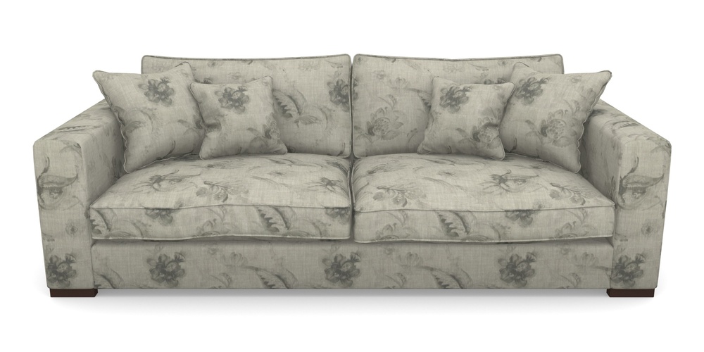 Product photograph of Stourhead 4 Seater Sofa In Floral Linen - Lela Mystery Oat Sepia from Sofas and Stuff Limited