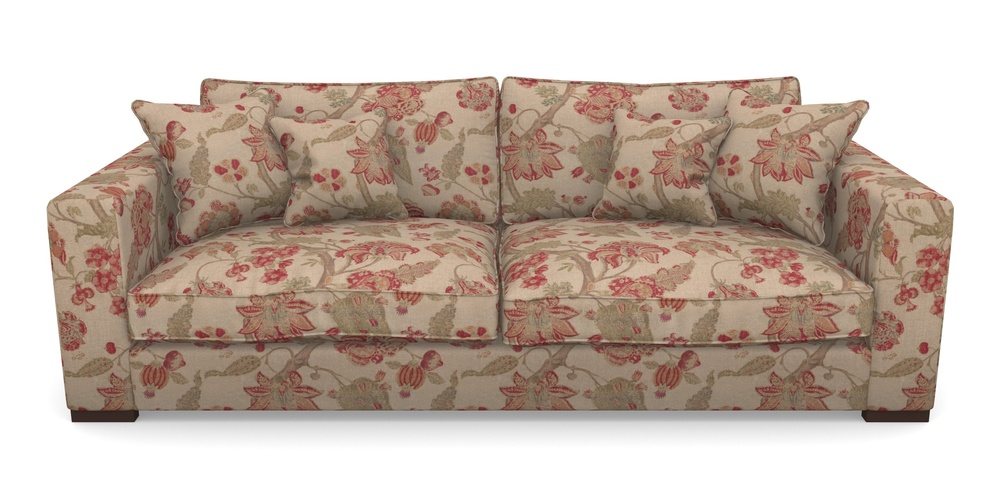 Product photograph of Stourhead 4 Seater Sofa In Floral Linen - Indienne T Rosso from Sofas and Stuff Limited