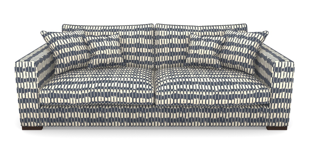 Product photograph of Stourhead 4 Seater Sofa In V A Brompton Collection - Ikat - Midnight Blue from Sofas and Stuff Limited