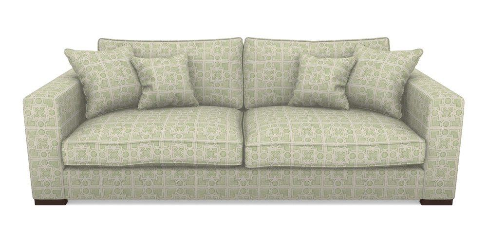 Product photograph of Stourhead 4 Seater Sofa In Rhs Collection - Small Knot Garden Cotton Weave - Green from Sofas and Stuff Limited