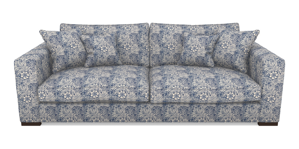 Product photograph of Stourhead 4 Seater Sofa In William Morris Collection - Marigold - Indigo Linen from Sofas and Stuff Limited