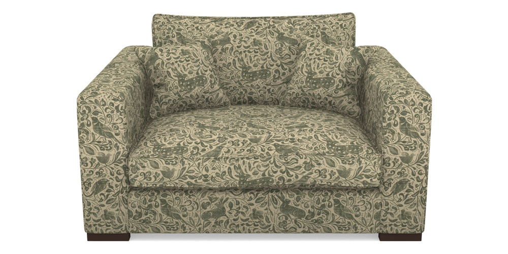Product photograph of Stourhead Snuggler In V A Drawn From Nature - Bird And Rabbit - Dark Green from Sofas and Stuff Limited