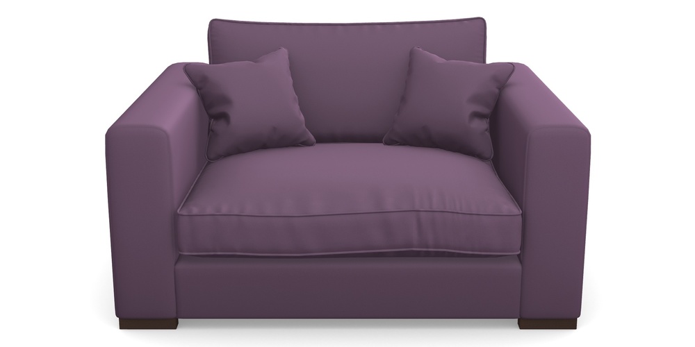 Product photograph of Stourhead Snuggler In Clever Glossy Velvet - Blackcurrant from Sofas and Stuff Limited