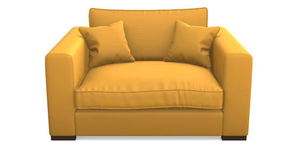 Product photograph of Stourhead Snuggler In Clever Glossy Velvet - Fools Gold from Sofas and Stuff Limited