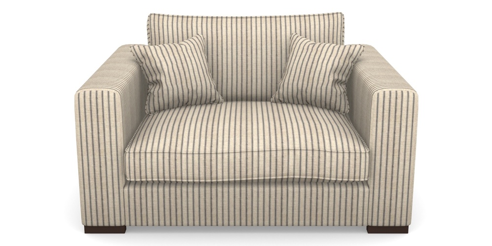 Product photograph of Stourhead Snuggler In Cloth 18 Stripes - Ticking - Bible Black from Sofas and Stuff Limited