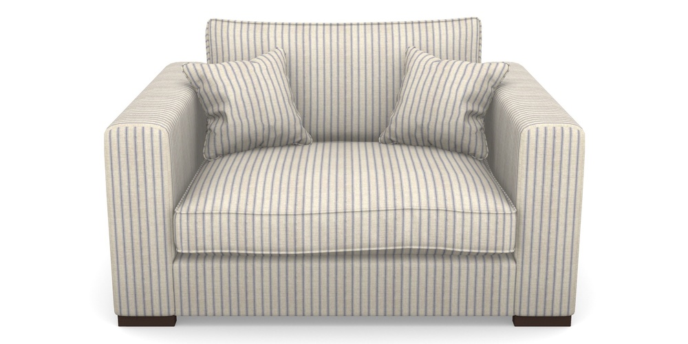 Product photograph of Stourhead Snuggler In Cloth 18 Stripes - Ticking - Indigo from Sofas and Stuff Limited