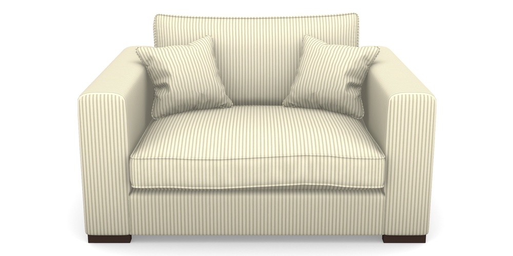 Product photograph of Stourhead Snuggler In Cotton Stripe - Sage from Sofas and Stuff Limited