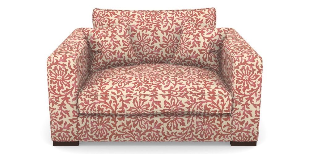 Product photograph of Stourhead Snuggler In V A Brompton Collection - Floral Scroll - Chilli from Sofas and Stuff Limited