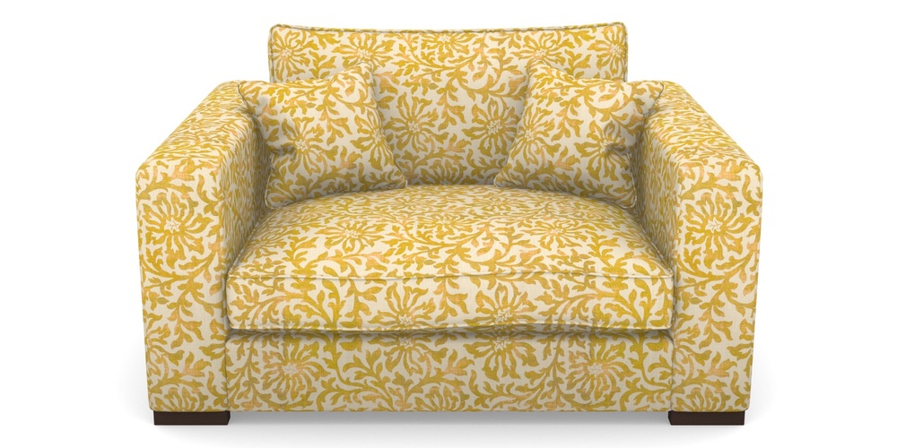 Product photograph of Stourhead Snuggler In V A Brompton Collection - Floral Scroll - Corn from Sofas and Stuff Limited