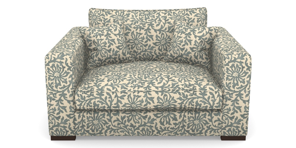 Product photograph of Stourhead Snuggler In V A Brompton Collection - Floral Scroll - Pebble from Sofas and Stuff Limited