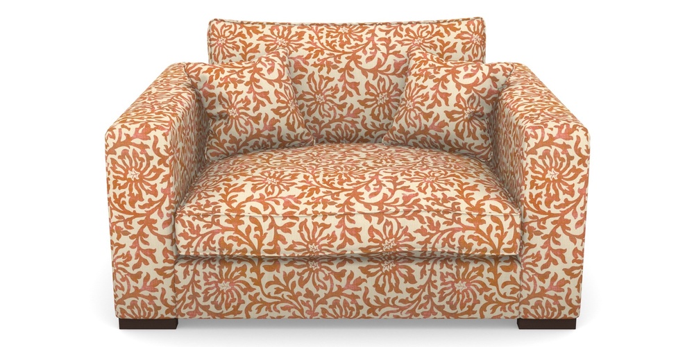 Product photograph of Stourhead Snuggler In V A Brompton Collection - Floral Scroll - Terracotta from Sofas and Stuff Limited