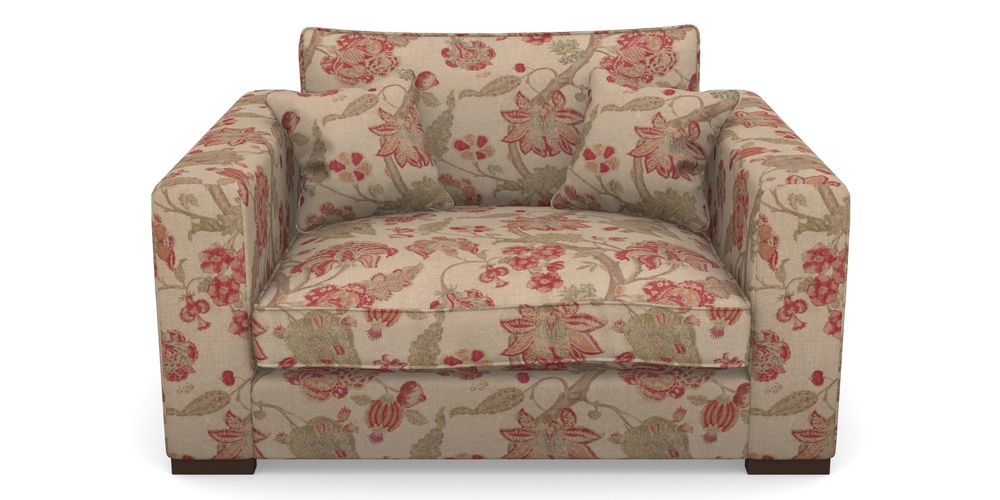 Product photograph of Stourhead Snuggler In Floral Linen - Indienne T Rosso from Sofas and Stuff Limited