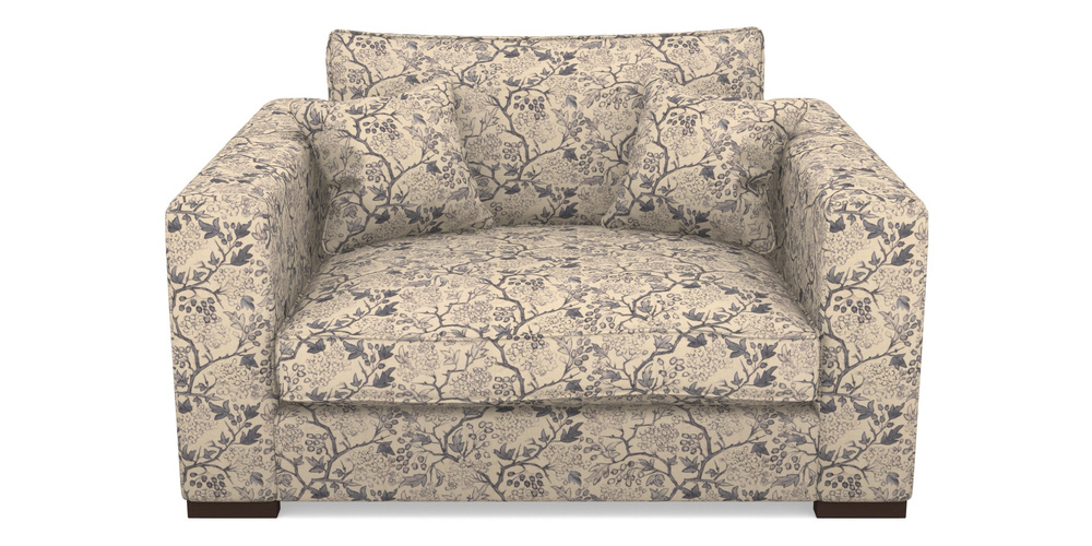 Product photograph of Stourhead Snuggler In Rhs Collection - Gertrude Jekyll Linen Cotton Blend - Navy from Sofas and Stuff Limited