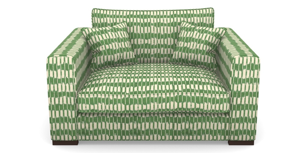 Product photograph of Stourhead Snuggler In V A Brompton Collection - Ikat - Basil from Sofas and Stuff Limited