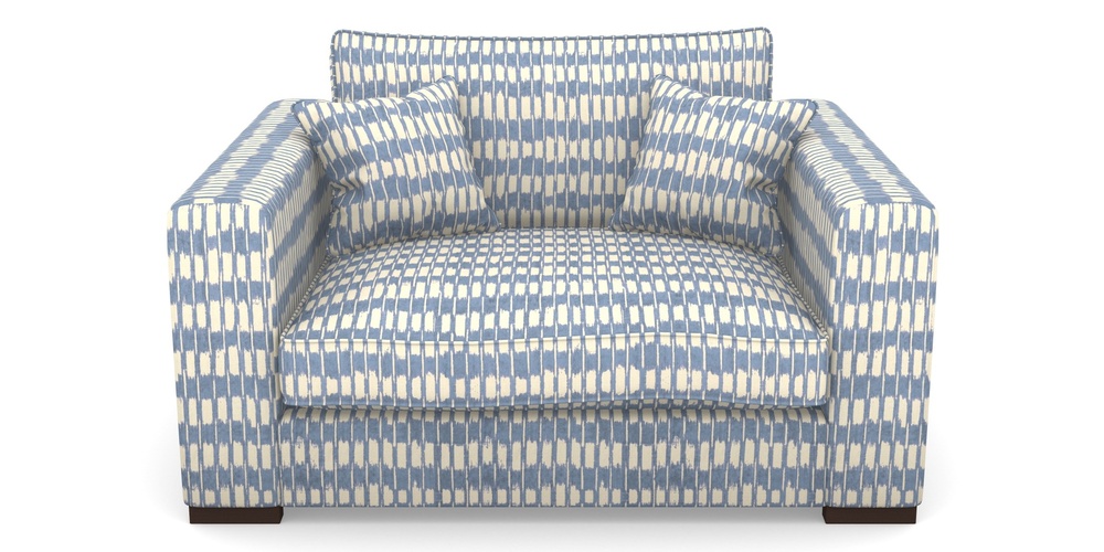 Product photograph of Stourhead Snuggler In V A Brompton Collection - Ikat - Morning Blue from Sofas and Stuff Limited