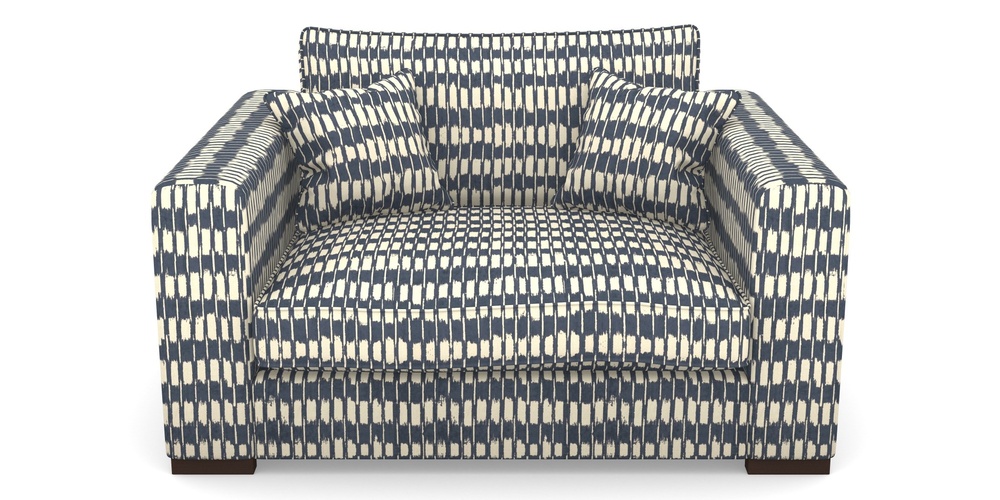 Product photograph of Stourhead Snuggler In V A Brompton Collection - Ikat - Midnight Blue from Sofas and Stuff Limited