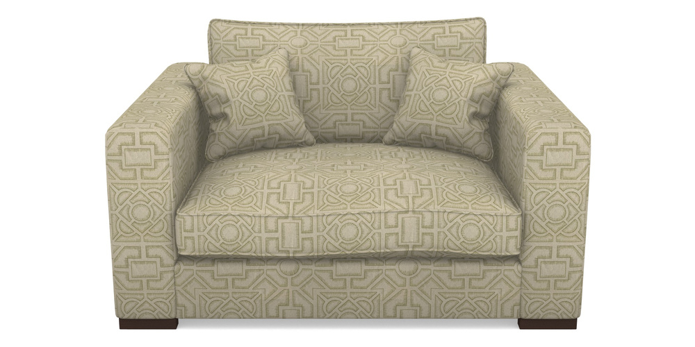 Product photograph of Stourhead Snuggler In Rhs Collection - Large Knot Garden Linen - Olive from Sofas and Stuff Limited