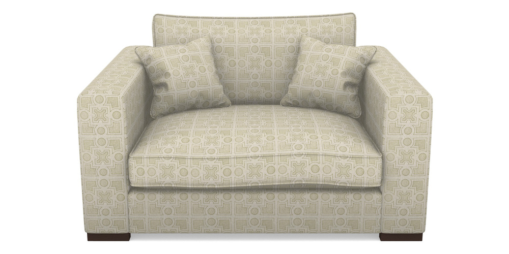 Product photograph of Stourhead Snuggler In Rhs Collection - Small Knot Garden Cotton Weave - Olive from Sofas and Stuff Limited