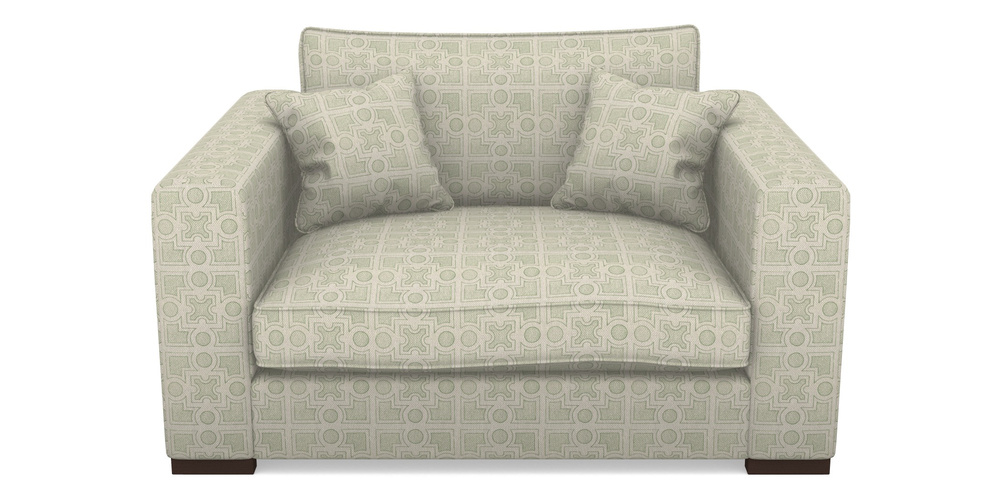 Product photograph of Stourhead Snuggler In Rhs Collection - Small Knot Garden Cotton Weave - Pistachio from Sofas and Stuff Limited