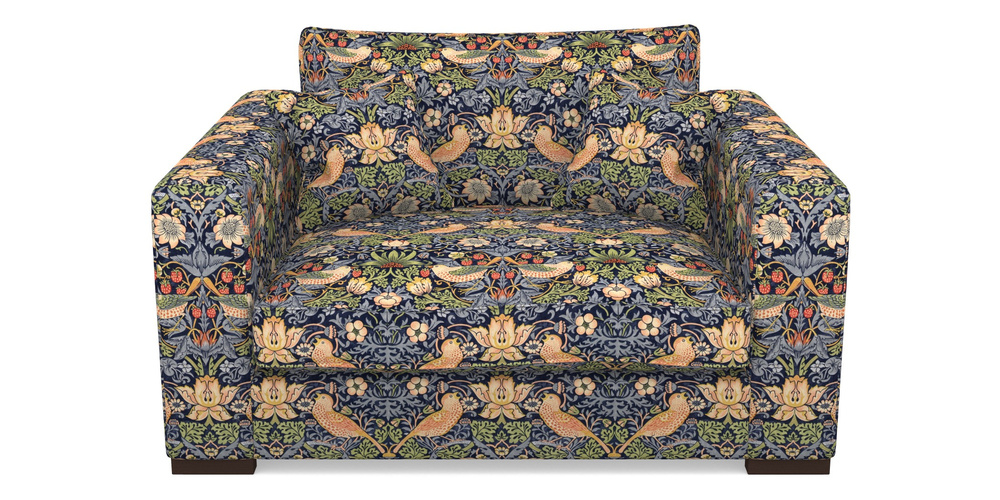 Product photograph of Stourhead Snuggler In William Morris Collection - Strawberry Thief - Indigo Mineral from Sofas and Stuff Limited