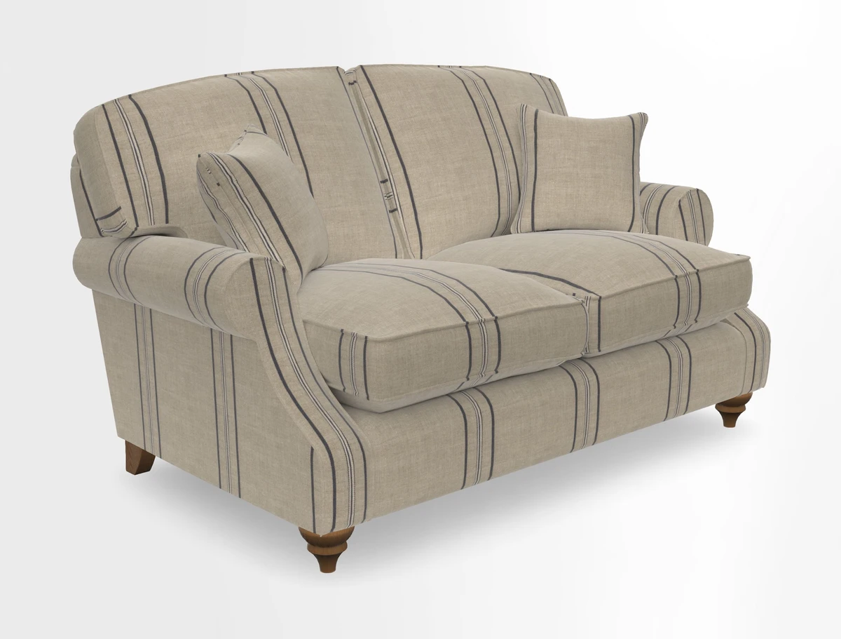 St Mawes 3 Seater Sofa in RHS Collection Gertrude Jekyll Trailing Vine Green-With-Scatters in Linwood Omega Velvet Hunter Green