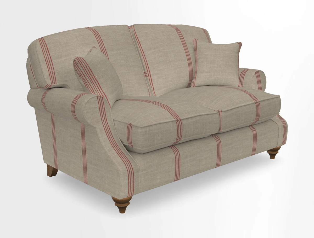 St Mawes 3 Seater Sofa in RHS Collection Gertrude Jekyll Trailing Vine Green-With-Scatters in Linwood Omega Velvet Hunter Green