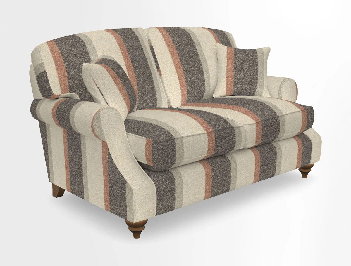 St Mawes 3 Seater Sofa in RHS Collection Gertrude Jekyll Trailing Vine Green-With-Scatters in Linwood Omega Velvet Hunter Green