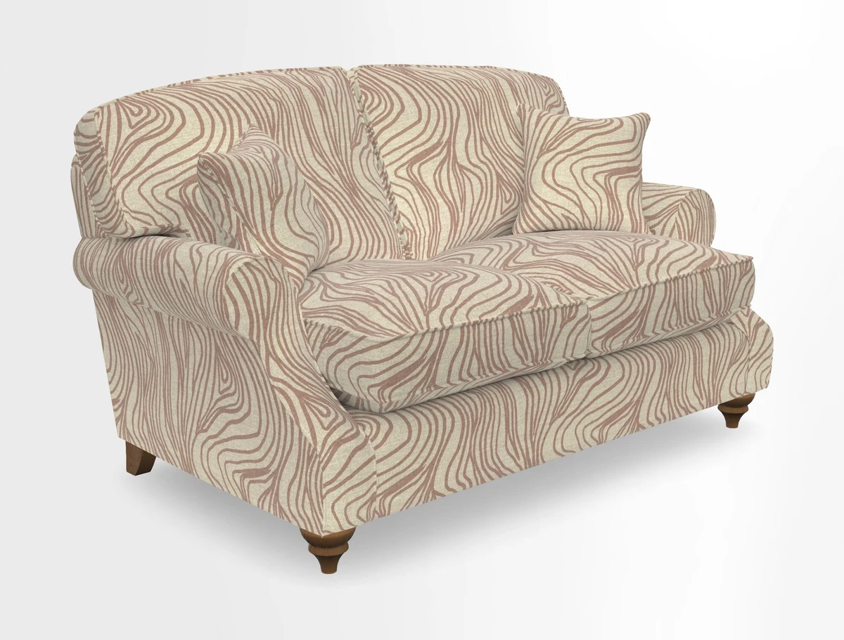 St Mawes 3 Seater Sofa in RHS Collection Gertrude Jekyll Trailing Vine Green-With-Scatters in Linwood Omega Velvet Hunter Green
