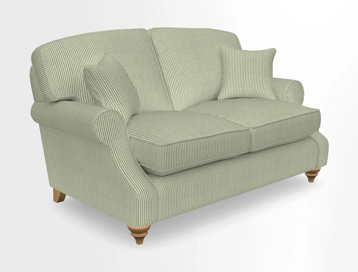 St Mawes 3 Seater Sofa in RHS Collection Gertrude Jekyll Trailing Vine Green-With-Scatters in Linwood Omega Velvet Hunter Green