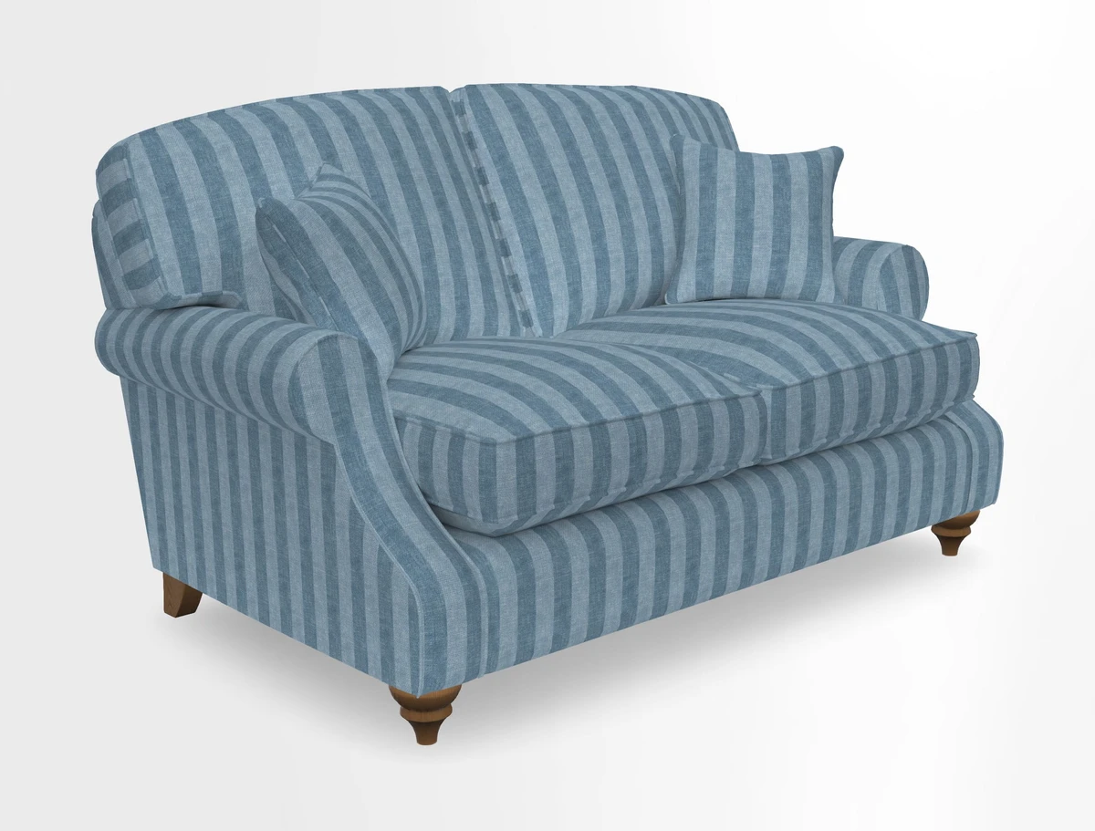 St Mawes 3 Seater Sofa in RHS Collection Gertrude Jekyll Trailing Vine Green-With-Scatters in Linwood Omega Velvet Hunter Green