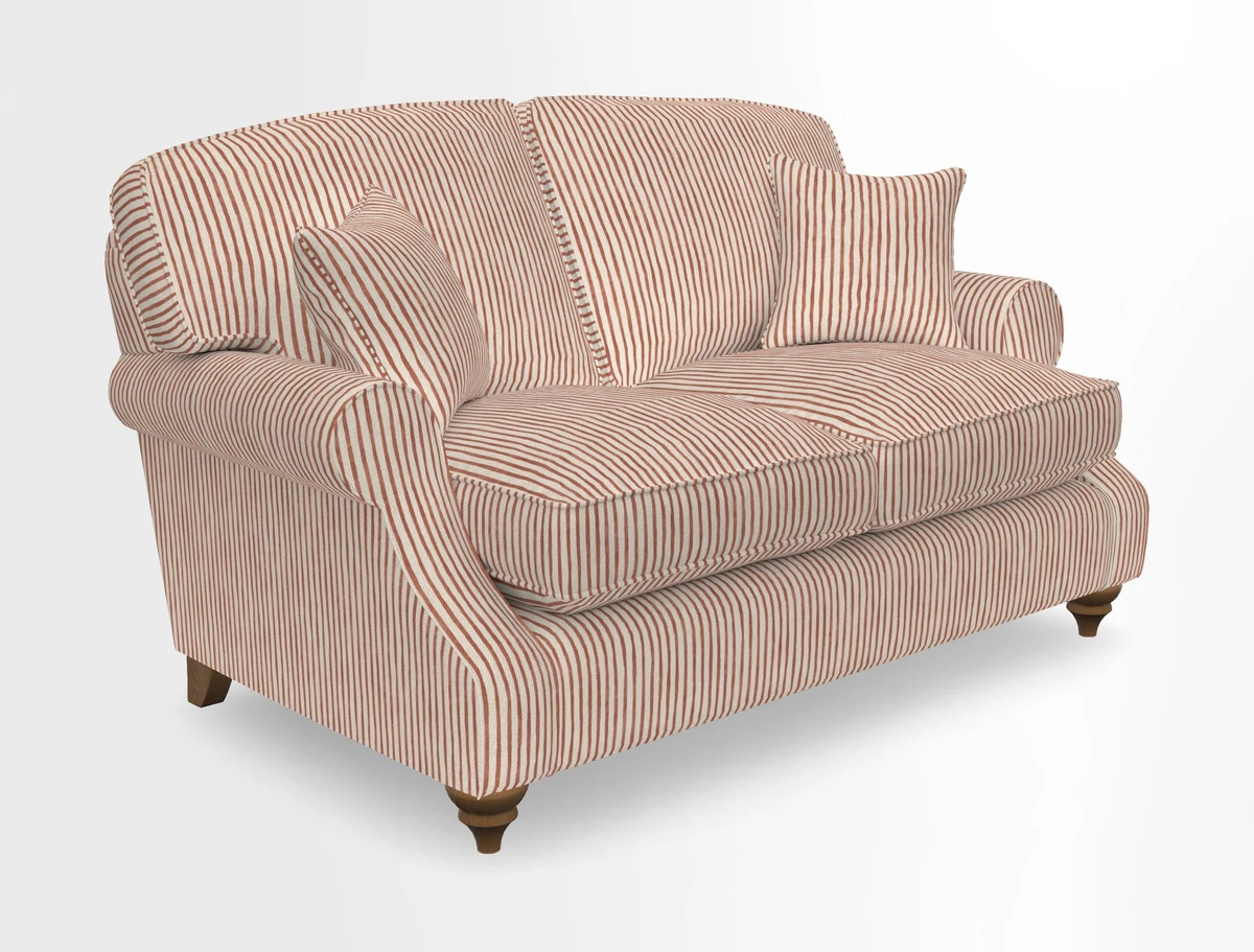 St Mawes 3 Seater Sofa in RHS Collection Gertrude Jekyll Trailing Vine Green-With-Scatters in Linwood Omega Velvet Hunter Green
