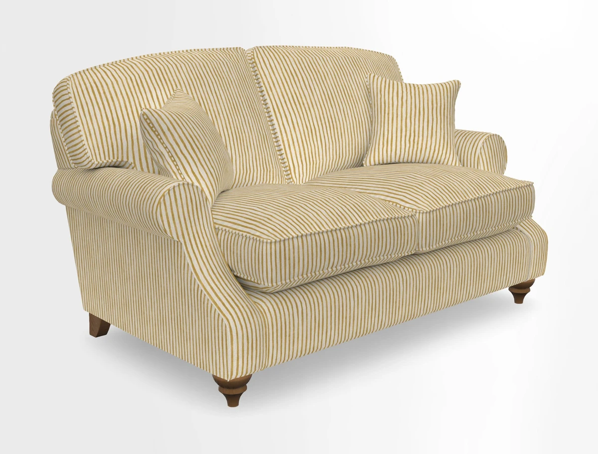 St Mawes 3 Seater Sofa in RHS Collection Gertrude Jekyll Trailing Vine Green-With-Scatters in Linwood Omega Velvet Hunter Green