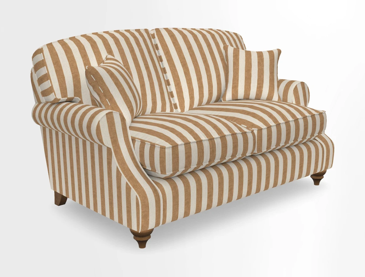 St Mawes 3 Seater Sofa in RHS Collection Gertrude Jekyll Trailing Vine Green-With-Scatters in Linwood Omega Velvet Hunter Green