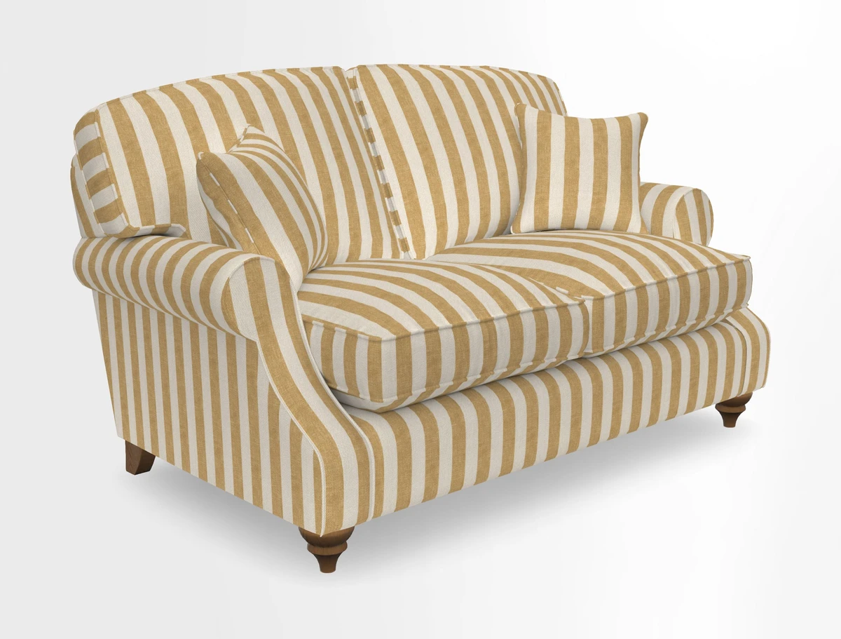 St Mawes 3 Seater Sofa in RHS Collection Gertrude Jekyll Trailing Vine Green-With-Scatters in Linwood Omega Velvet Hunter Green