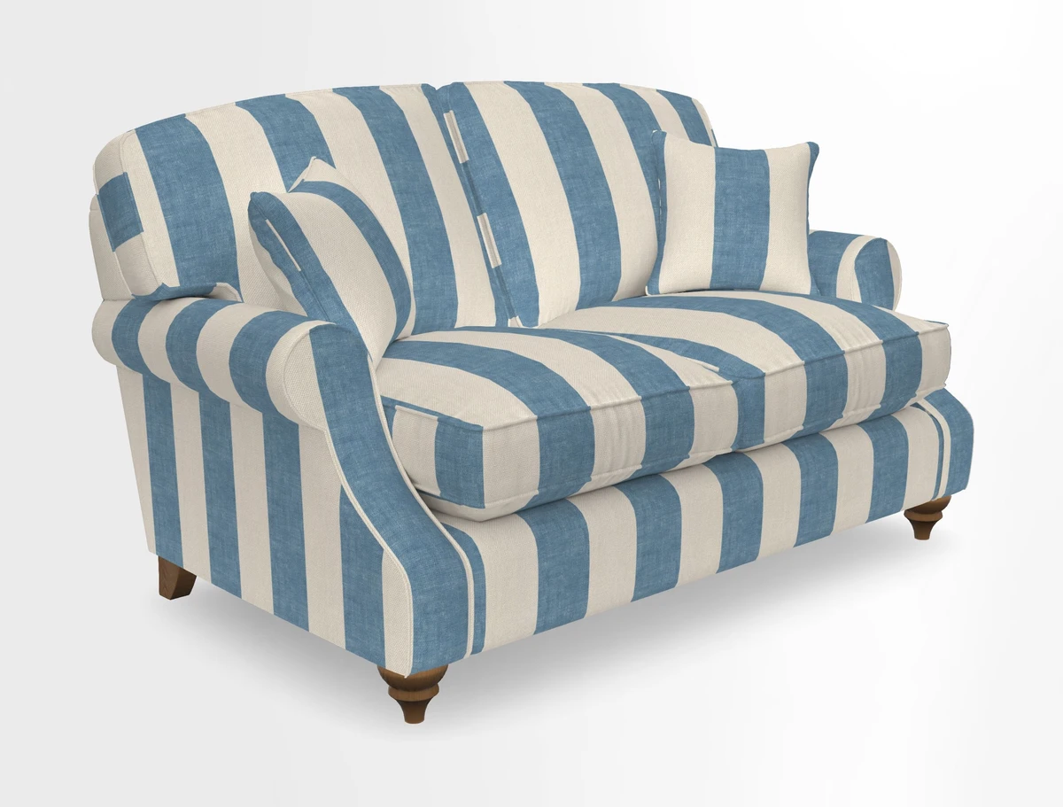 St Mawes 3 Seater Sofa in RHS Collection Gertrude Jekyll Trailing Vine Green-With-Scatters in Linwood Omega Velvet Hunter Green