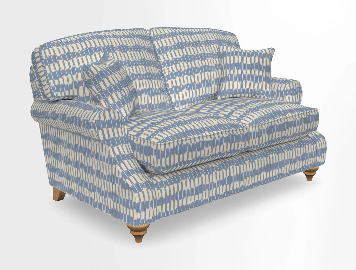 St Mawes 3 Seater Sofa in RHS Collection Gertrude Jekyll Trailing Vine Green-With-Scatters in Linwood Omega Velvet Hunter Green
