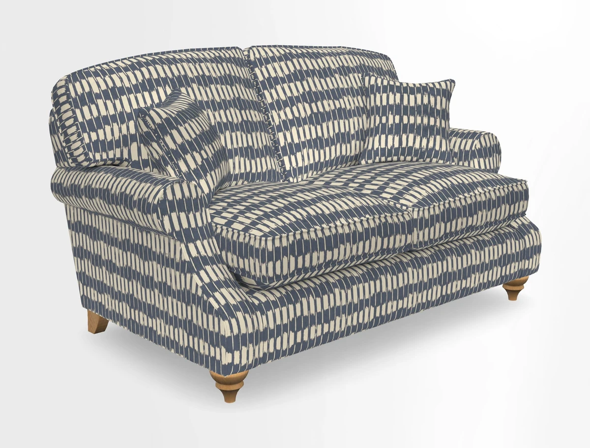 St Mawes 3 Seater Sofa in RHS Collection Gertrude Jekyll Trailing Vine Green-With-Scatters in Linwood Omega Velvet Hunter Green