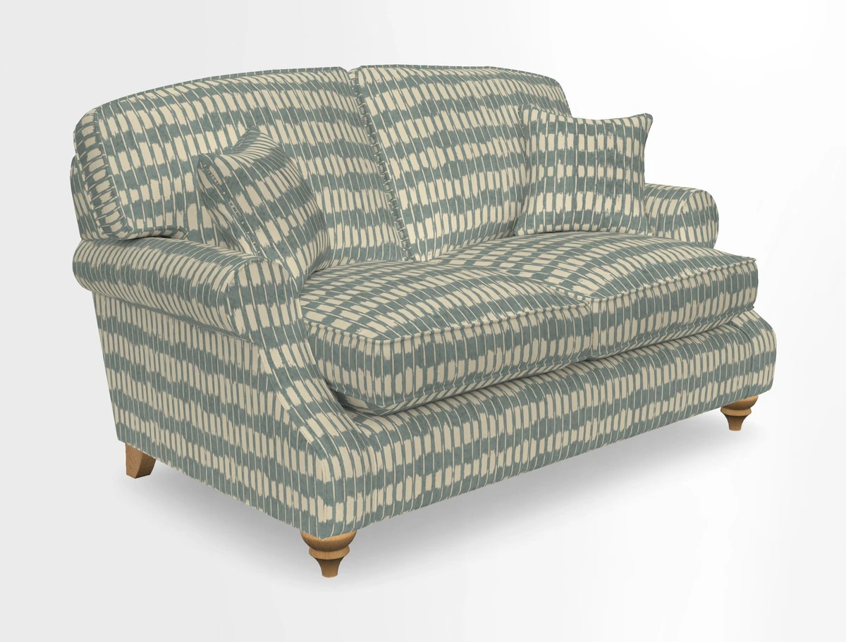 St Mawes 3 Seater Sofa in RHS Collection Gertrude Jekyll Trailing Vine Green-With-Scatters in Linwood Omega Velvet Hunter Green
