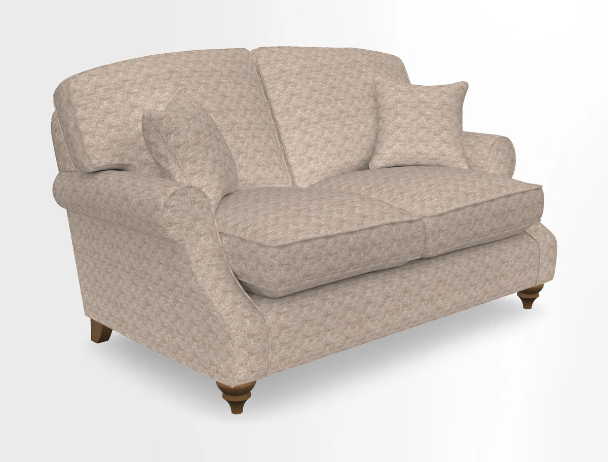 St Mawes 3 Seater Sofa in RHS Collection Gertrude Jekyll Trailing Vine Green-With-Scatters in Linwood Omega Velvet Hunter Green