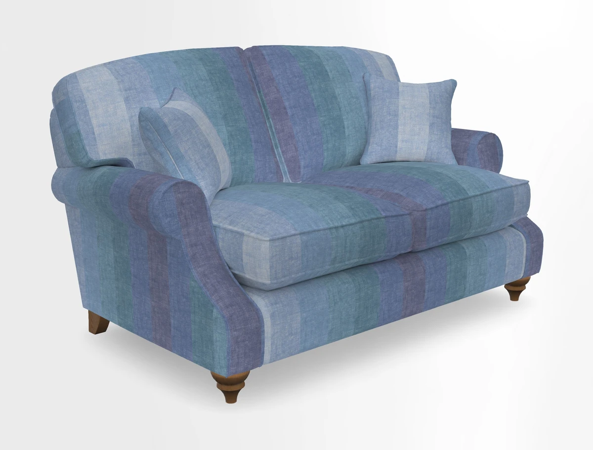 St Mawes 3 Seater Sofa in RHS Collection Gertrude Jekyll Trailing Vine Green-With-Scatters in Linwood Omega Velvet Hunter Green