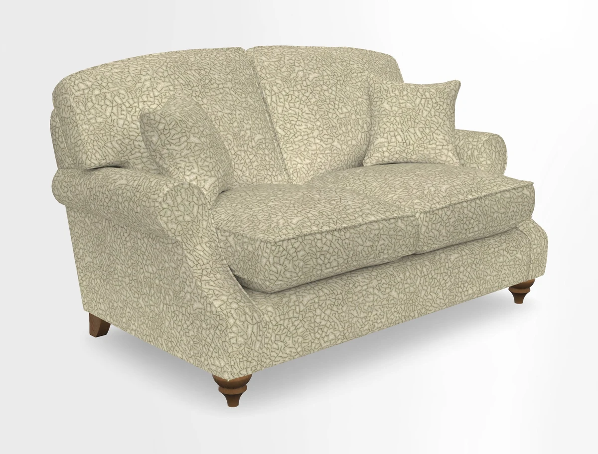 St Mawes 3 Seater Sofa in RHS Collection Gertrude Jekyll Trailing Vine Green-With-Scatters in Linwood Omega Velvet Hunter Green