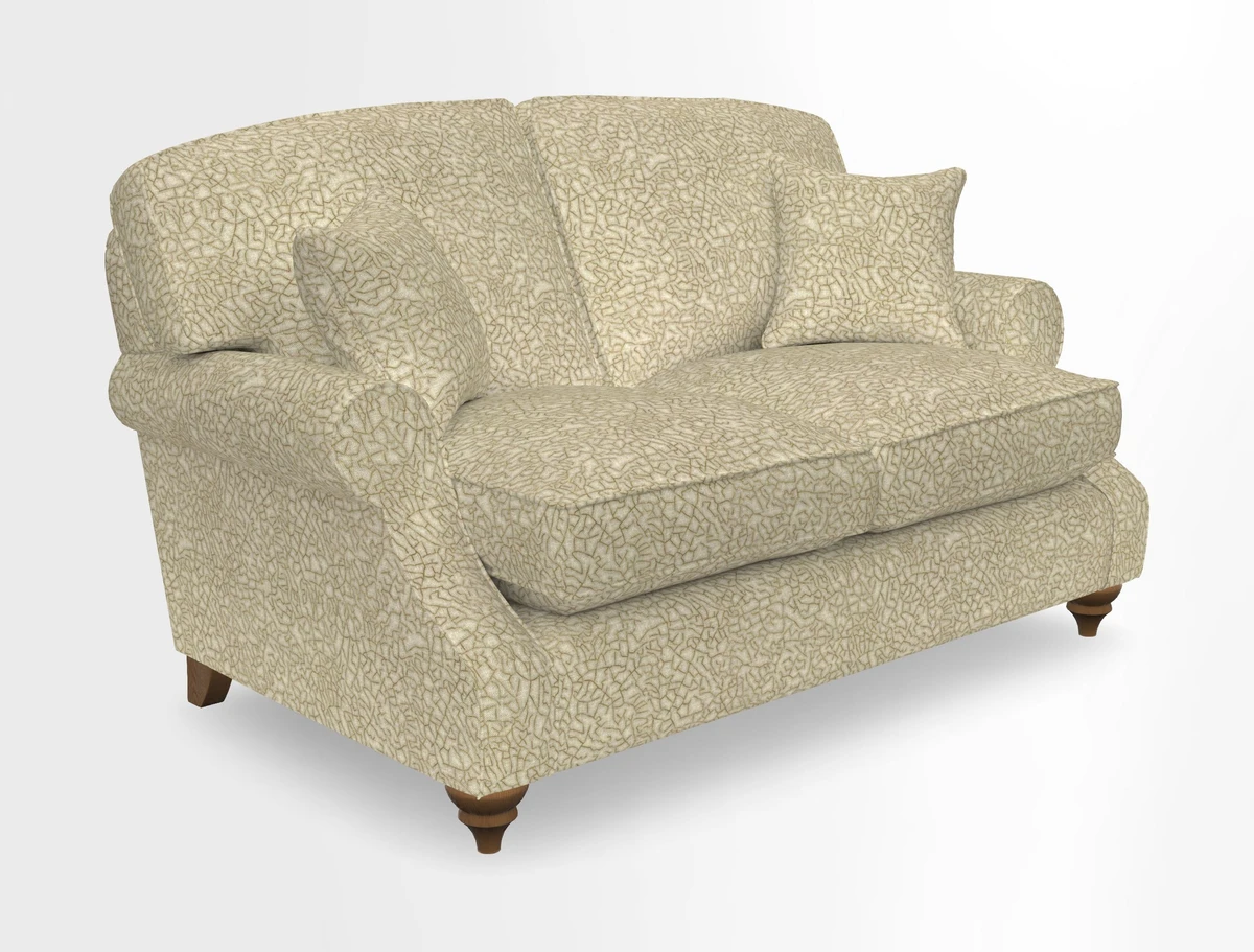 St Mawes 3 Seater Sofa in RHS Collection Gertrude Jekyll Trailing Vine Green-With-Scatters in Linwood Omega Velvet Hunter Green